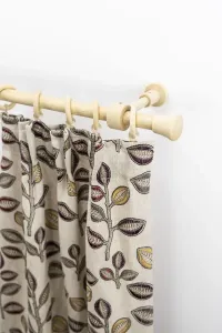 Карниз GARESA "Sandri Full Round, концевая кнопка Reno", 1 направляющая, желаемая длина, комплект штор из дерева, выдвижной, с кольцами 180 см, цвет natur