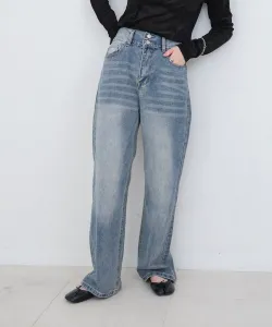 Джинсовые брюки с двумя пуговицами