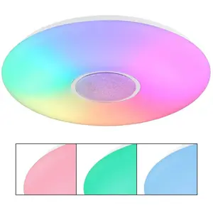Потолочный светильник LED SULLY с LED-модулем 1 шт., теплый белый - холодный белый, смена цвета красный-зеленый-синий, эффект радуги Globo Lighting, белый