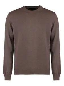 Кашемировый свитер в рубчик с круглым вырезом Moorer, коричневый