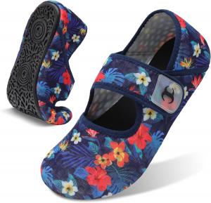 Обувь для воды для женщин и мужчин, пляжная обувь для плавания босиком, аквааэробика, летние широкие шлепанцы, сандалии, быстросохнущие носки для бассейна, реки и моря Scurtain, Flowerblue