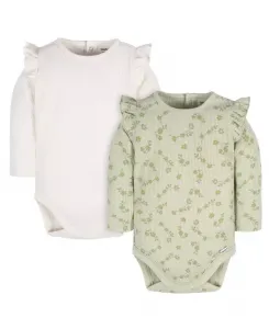 Боди с длинным рукавом для девочек, 2 шт Gerber, зеленый