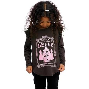 Детская футболка Girls Chaser "Красавица и чудовище: Зачарованная роза", черная, с графическим принтом, RED583