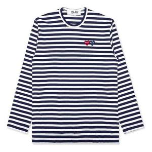 Футболка striped double logo long sleeves tee 'black white' Comme Des Garcons Play, белый