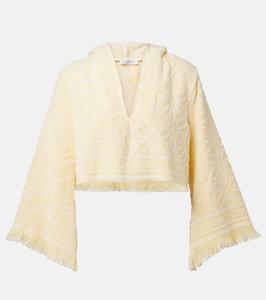 Капюшон с капюшоном из хлопкового махрового материала укороченный топ Zimmermann, Yellow/Cream