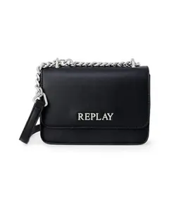 Черная сумка через плечо на цепочке с застежкой-клипсой. Replay, черный