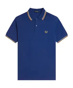 Полосатая рубашка-поло с культовой вышивкой Fred Perry, синий
