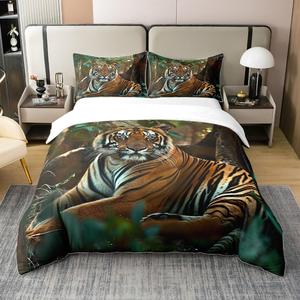 Erosebridal Хлопковый комплект постельного белья с 3D принтом тигра в африканском стиле для детей, Yellow Black White