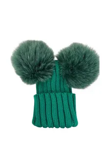 Рифлёная шапка с помпоном Cuffie Regina, зеленый