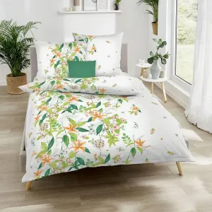 Постельное белье Seersucker Jungle Lilies Green 155x220 см + 80x80 см Kaeppel
