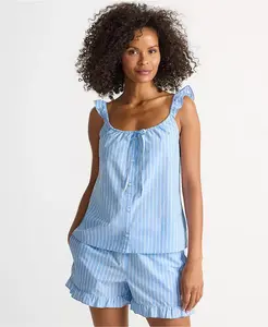 Женский поплиновый пижамный комплект из двух частей: майка и шорты Lands' End, мультиколор