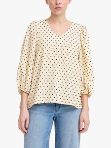 Блузка с V-образным вырезом и горохом от Zabby ICHI, Almond Milk