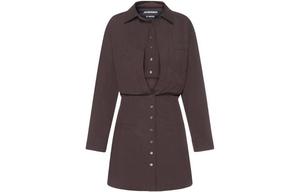 Платье с длинными рукавами женское коричневое Jacquemus