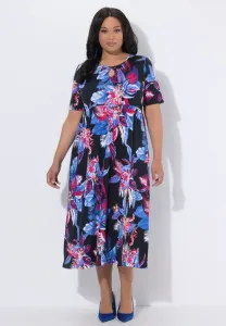 Платье из джерси blüten rundhals halbarm Ulla Popken, Black