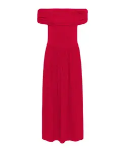 Платье с открытыми плечами и оборками. Soaked In Luxury, красный