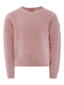 Шерстяной свитер фактурной вязки Moncler Enfant, розовый