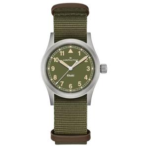 Hamilton Часы Khaki Marine Collection с кварцевым механизмом, унисекс, 33 мм, зеленый циферблат, корпус из нержавеющей стали, тканевый ремешок