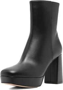 Женские ботильоны XYD с квадратным носком на платформе, с массивным высоким каблуком и боковой молнией, модные, для вечеринок и клубов, Black