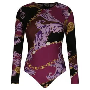 Тонкое подтянутое боди Versace, фиолетовый