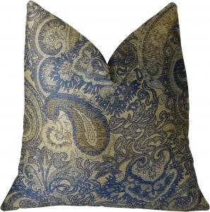 Plutus Brands Подушка Plutus Myrtle Navy Blue and Taupe ручной работы Navy, Blue, Taupe