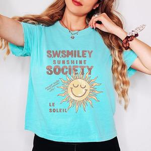 SWSmiley sunshine society - женский бокси кроп топ с принтом Simply Sage Market, Chalky Mint