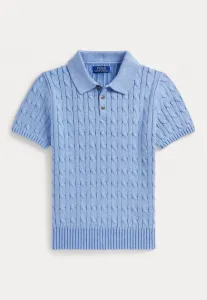 Хлопковый свитер-поло с косами, размер 714y. Polo Ralph Lauren, Blue Heather