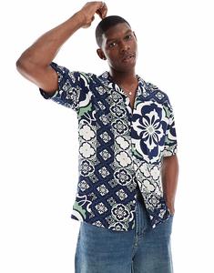 Рубашка Jack & Jones oversize с принтом плитки