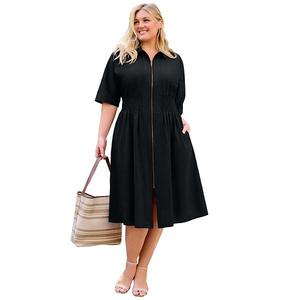 Женское платье plus size со сборкой и молнией спереди Avenue, Black