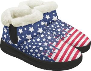 Зимние женские ботинки с меховой подкладкой, подошва EVA, утепленные удобные зимние ботинки для снега, уличные, размер 4,5-14 Chririnla, Artistic American Flag
