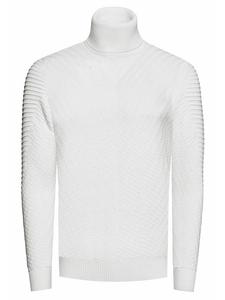 Rusty Neal Тонкий вязаный свитер с V-образным вырезом и высоким воротником, белый