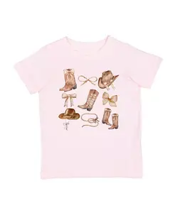 Детская футболка с короткими рукавами в ковбойском стиле для малышек. Sweet Wink, розовый