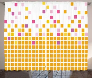 Оранжево-розовая деревенская штора ABAKUHAUS, простая мозаика, универсальные ленточные шторы для гостиной с петлями и крючками, 280 x 225 см, разноцветная Abakuhaus