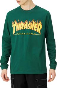 Мужская футболка с длинным рукавом и принтом Slasher TH93130 / FLAME (логотип бренда) Классическая модель Thrasher