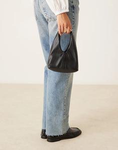 Сумка-мешок Mango из искусственной кожи с золотой ручкой, черного цвета