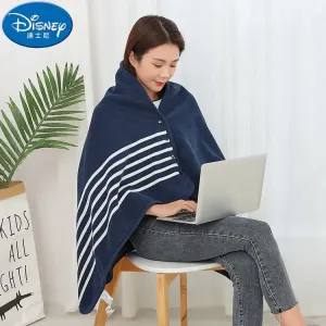Disney Плед-пончо 80х130 см, двухслойный утепленный, с пуговицей и сумкой для хранения, цвет Navy Blue