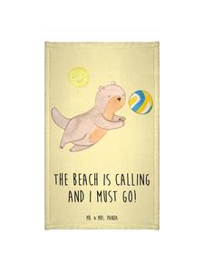 Mr. & Mrs. Panda Летнее полотенце для пляжа, приморского стиля, с надписью пастельно-желтого цвета