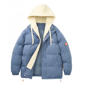 Пуховик мужской с капюшоном утепленный Mock Two Piece VanCamel, светло-синий