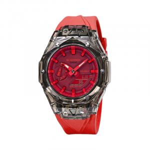 Часы Casio G-Shock Analog-Digital 2100 Series, арт. GA-2100-4A, прозрачный черный/красный