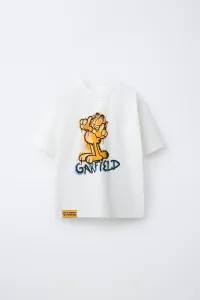 Футболка graffiti garfield paws inc Zara, белый