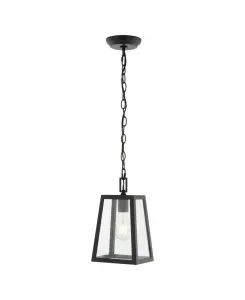 Подвесной светодиодный светильник Glendale 17 см, 1 плафон, в стиле фермерского дома и индастриал, из железа и стекла, для наружного освещения Jonathan Y, черный/прозрачный