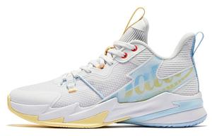 QIAODAN Баскетбольные кроссовки Broken Shadow 4.0 с амортизацией, противоскользящие и износостойкие, низкие, мужские, белые, желтые, синие