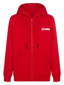 Толстовка с капюшоном и принтом акулы Let's Swim, красный