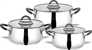 Набор посуды Modernist - 6 предметов, кастрюли и сковородки из нержавеющей стали, компактная конструкция, антипригарное покрытие, подходит для индукционных плит. Serenk