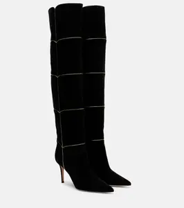 Замшевые сапоги Cuissard 85 до колена Gianvito Rossi, Black + Mekong