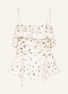 Атласный топ с оборками Ganni, мультиколор