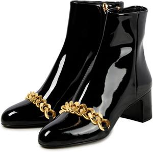 Женские ботильоны Zszszsu на золотой цепочке, закрытый круглый носок, массивный каблук-блок, боковая молния, для девушек и женщин, осень-зима, для вечеринок, размеры 4-16 US