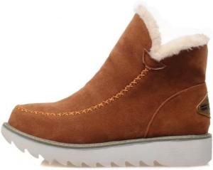 Женские ботинки 2025 модные зимние утепленные ботильоны на меху, удобные слипоны, модная обувь Generic, Brown