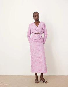 Длинное платье ARRANGE с длинными рукавами и вырезами, светло-розового цвета