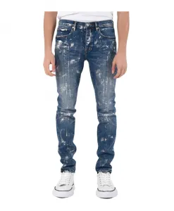 Узкие джинсы с пятнами краски Purple Brand, синий