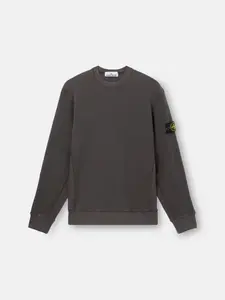 Толстовка с круглым вырезом и ребристыми деталями Stone Island 6100008 ORGANIC COTTON WAFFLE FLEECE, угольно-серый